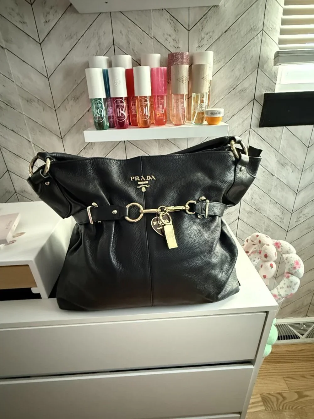 Prada Soft Calf Pleated Hobo Bag